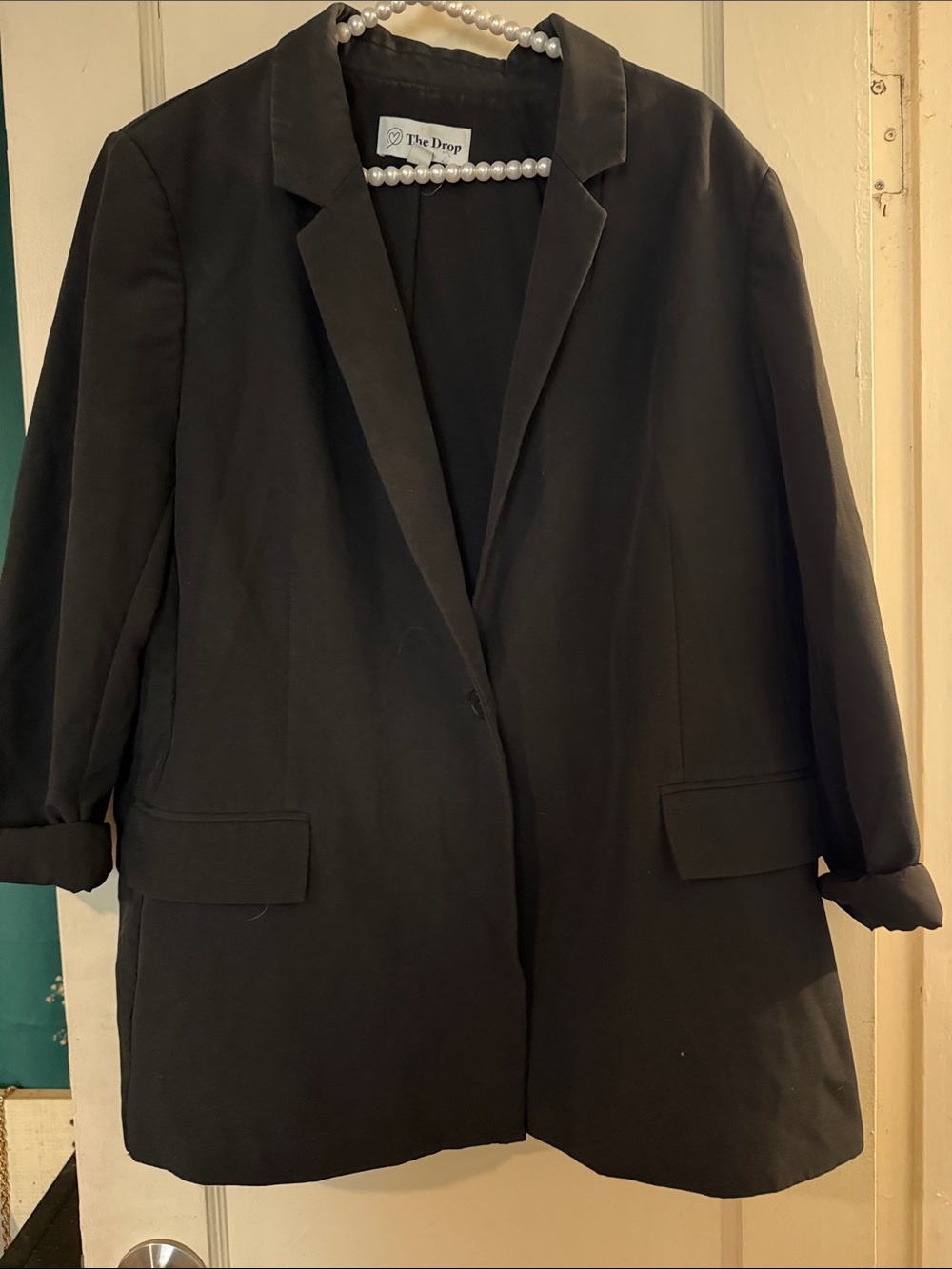 The Drop Women's Black Single-Button Blazer